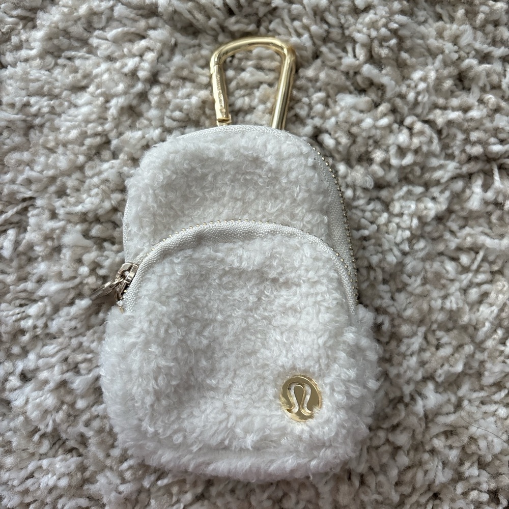 Lululemon White Mini Backpack Keychain